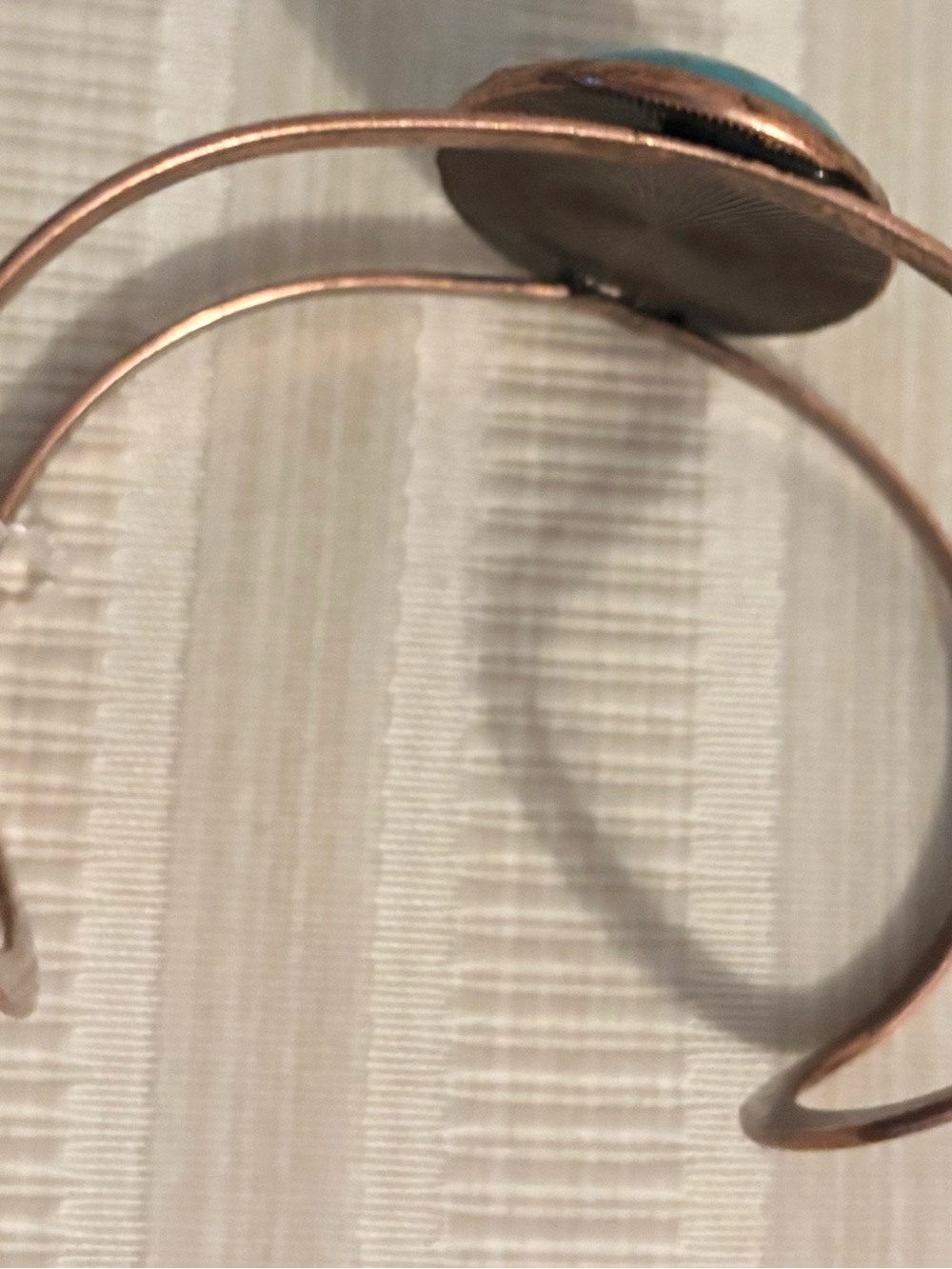 paparazzi Turquoise Oval Stone Copper Cuff Bracelet - Picture 4 of 4